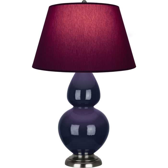 Robert Abbey MB22P One Light Table Lamp, Midnight Blue Glazed Ceramic w/Antique Silvered
