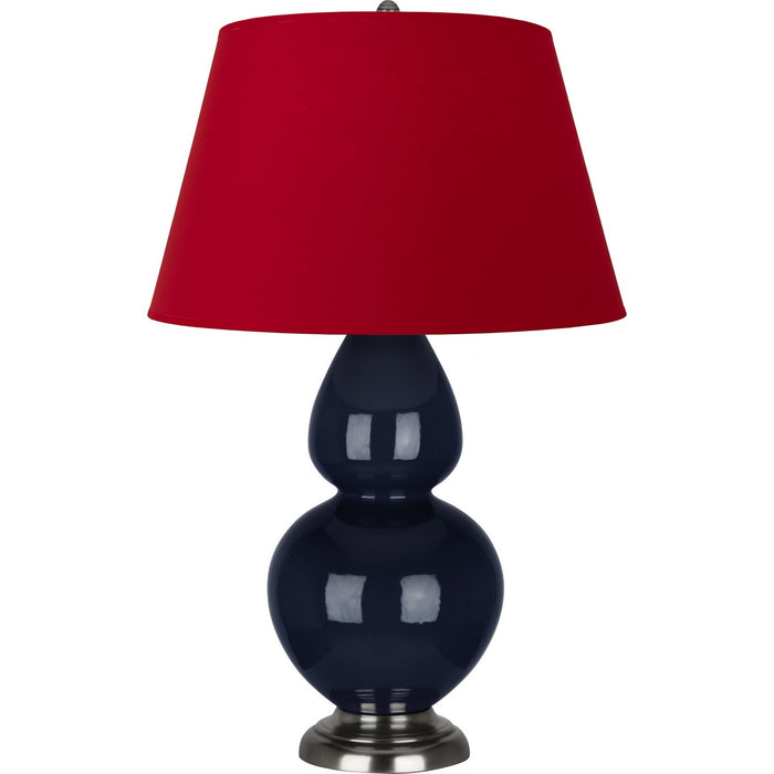 Robert Abbey MB22R One Light Table Lamp, Midnight Blue Glazed Ceramic w/Antique Silvered