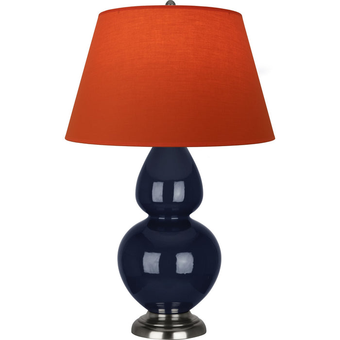 Robert Abbey MB22T One Light Table Lamp, Midnight Blue Glazed Ceramic w/Antique Silvered