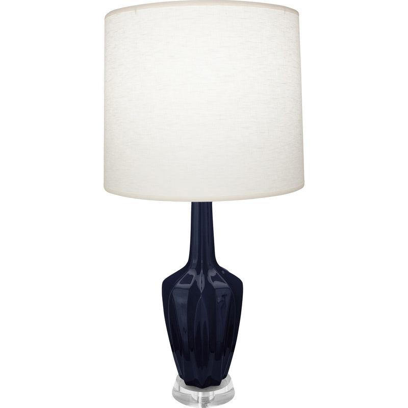 Robert Abbey MB35 One Light Accent Lamp, Midnight Blue Glazed Ceramic w/Polished Nickel/a Lucite