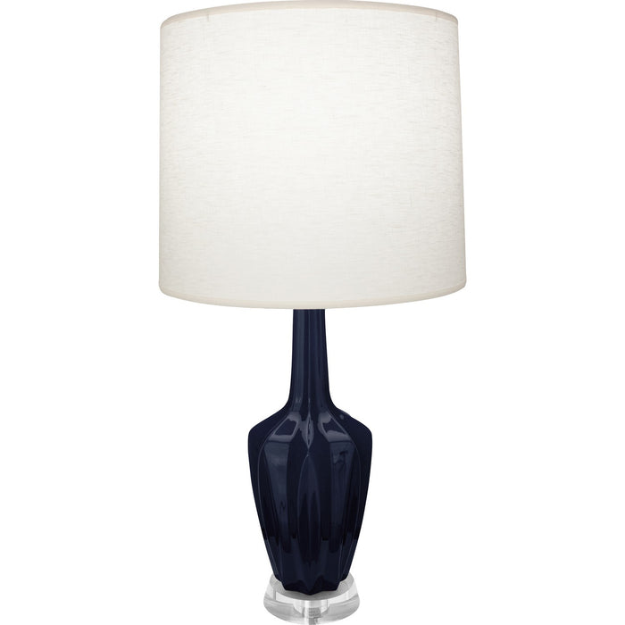 Robert Abbey MB35 One Light Accent Lamp, Midnight Blue Glazed Ceramic w/Polished Nickel/a Lucite