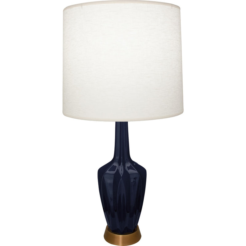 Robert Abbey MB36 One Light Accent Lamp, Midnight Blue Glazed Ceramic w/Warm Brass