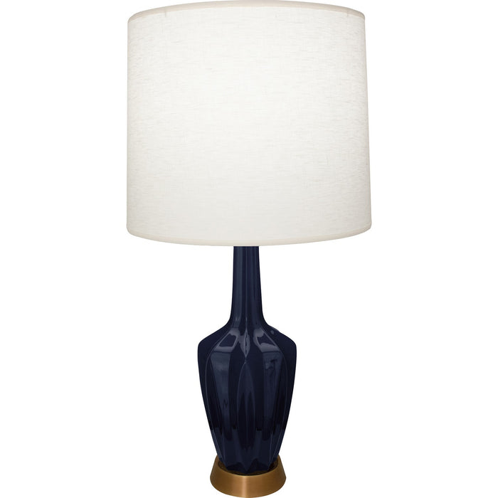 Robert Abbey MB36 One Light Accent Lamp, Midnight Blue Glazed Ceramic w/Warm Brass