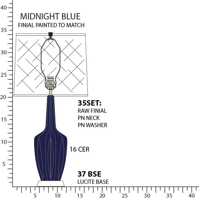 Robert Abbey MB37 One Light Table Lamp, Midnight Blue Glazed Ceramic w/Polished Nickel/a Lucite