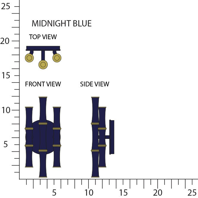 Robert Abbey MB75 Six Light Wall Sconce, Midnight Blue w/Modern Brass