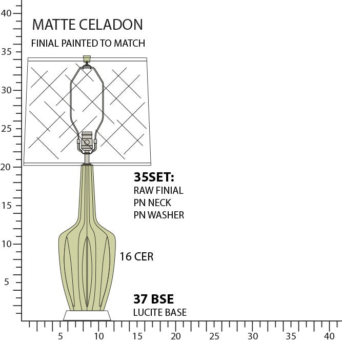 Robert Abbey MCL37 One Light Table Lamp, Matte Celadon Glazed Ceramic w/Polished Nickel/a Lucite