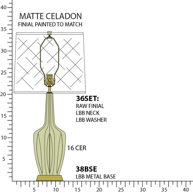 Robert Abbey MCL38 One Light Table Lamp, Matte Celadon Glazed Ceramic w/Warm Brass