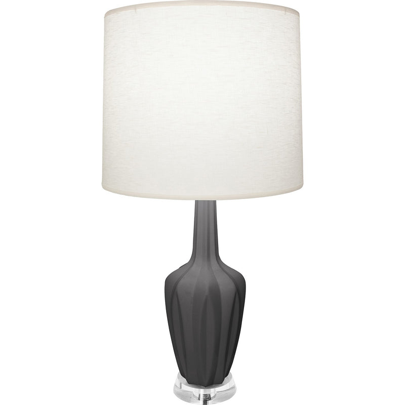 Robert Abbey MCR35 One Light Accent Lamp, Matte Ash Glazed Ceramic w/Polished Nickel/a Lucite