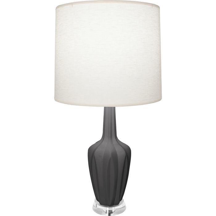 Robert Abbey MCR35 One Light Accent Lamp, Matte Ash Glazed Ceramic w/Polished Nickel/a Lucite
