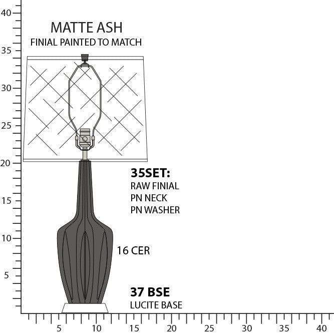 Robert Abbey MCR37 One Light Table Lamp, Matte Ash Glazed Ceramic w/Polished Nickel/a Lucite