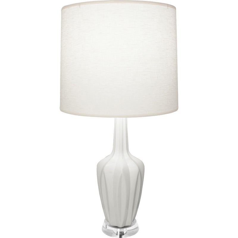 Robert Abbey MLY35 One Light Accent Lamp, Matte Lily Glazed Ceramic w/Polished Nickel/a Lucite
