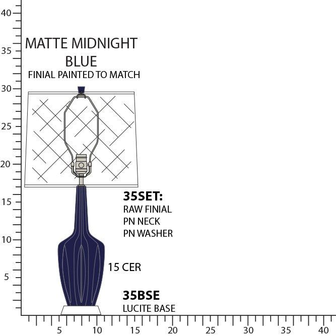 Robert Abbey MMB35 One Light Accent Lamp, Matte Midnight Blue Glazed Ceramic w/Polished Nickel/a Lucite
