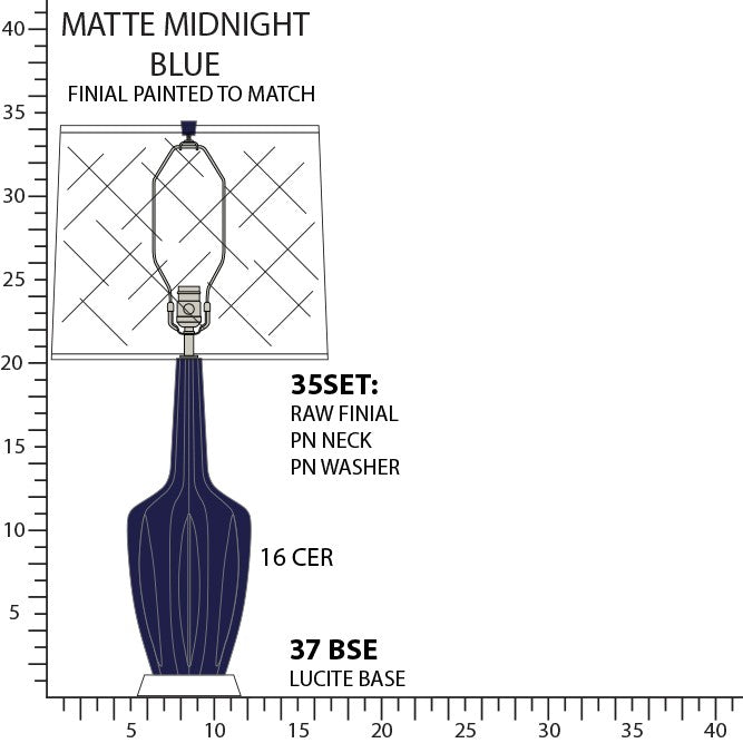 Robert Abbey MMB37 One Light Table Lamp, Matte Midnight Blue Glazed Ceramic w/Polished Nickel/a Lucite