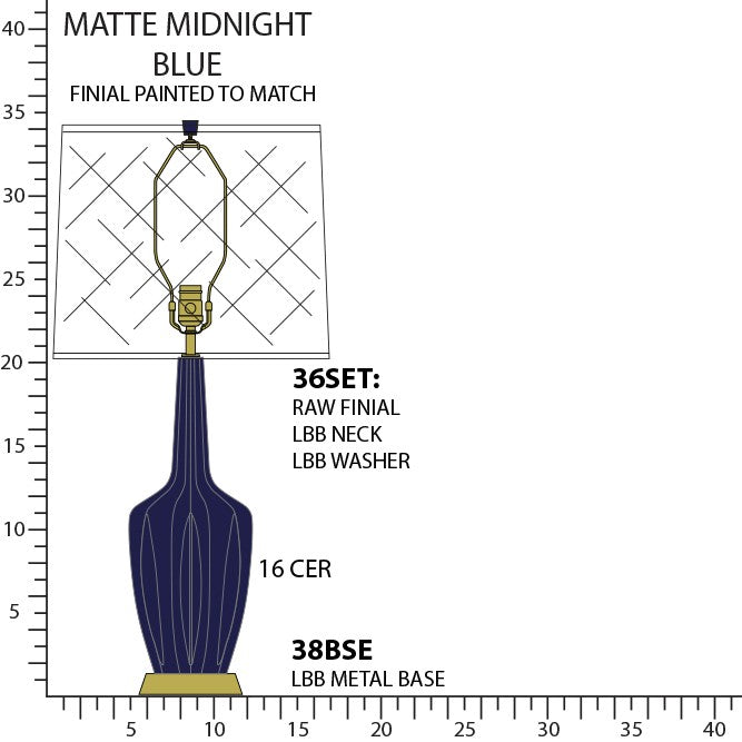Robert Abbey MMB38 One Light Table Lamp, Matte Midnight Blue Glazed Ceramic w/Warm Brass