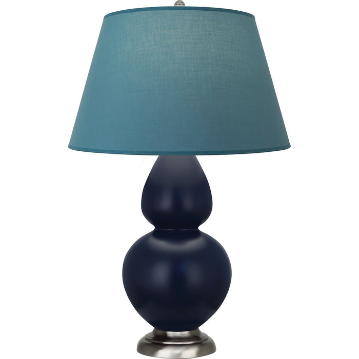 Robert Abbey MMB59B One Light Table Lamp, Matte Midnight Blue Glazed Ceramic w/Antique Silvered