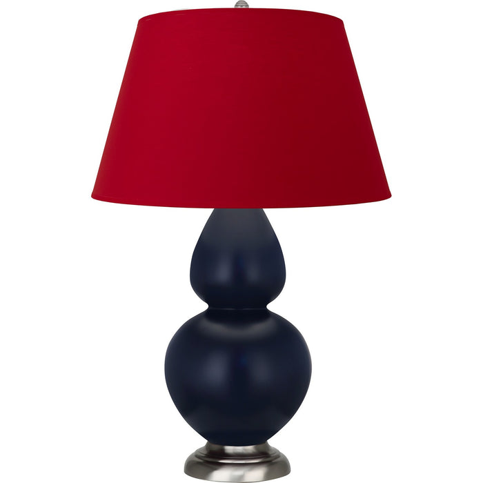 Robert Abbey MMB59R One Light Table Lamp, Matte Midnight Blue Glazed Ceramic w/Antique Silvered