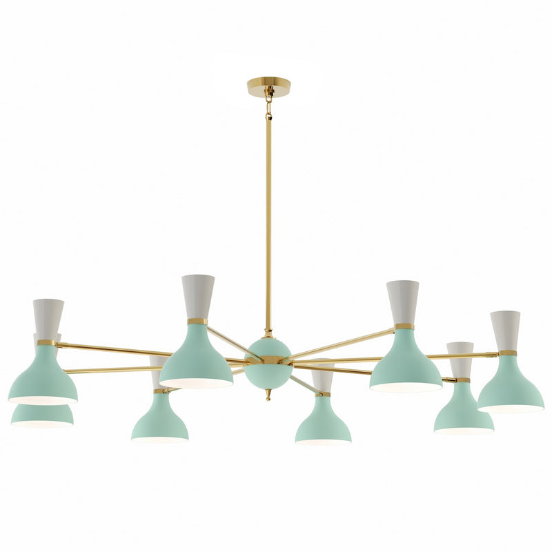 Robert Abbey MN08LY Eight Light Chandelier, Modern Brass Chandelier w/Mint/Lily Painted