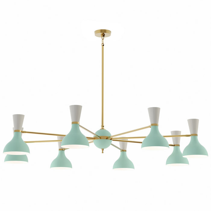 Robert Abbey MN08LY Eight Light Chandelier, Modern Brass Chandelier w/Mint/Lily Painted