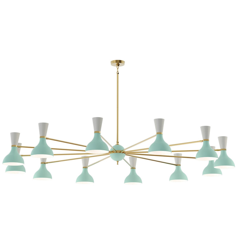 Robert Abbey MN12LY 12 Light Chandelier, Modern Brass Chandelier w/Mint/Lily Painted