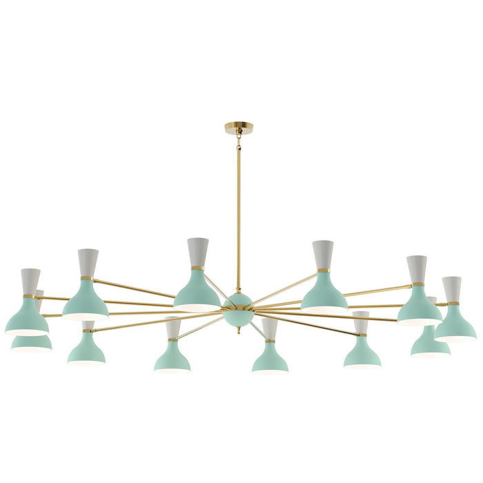 Robert Abbey MN12LY 12 Light Chandelier, Modern Brass Chandelier w/Mint/Lily Painted
