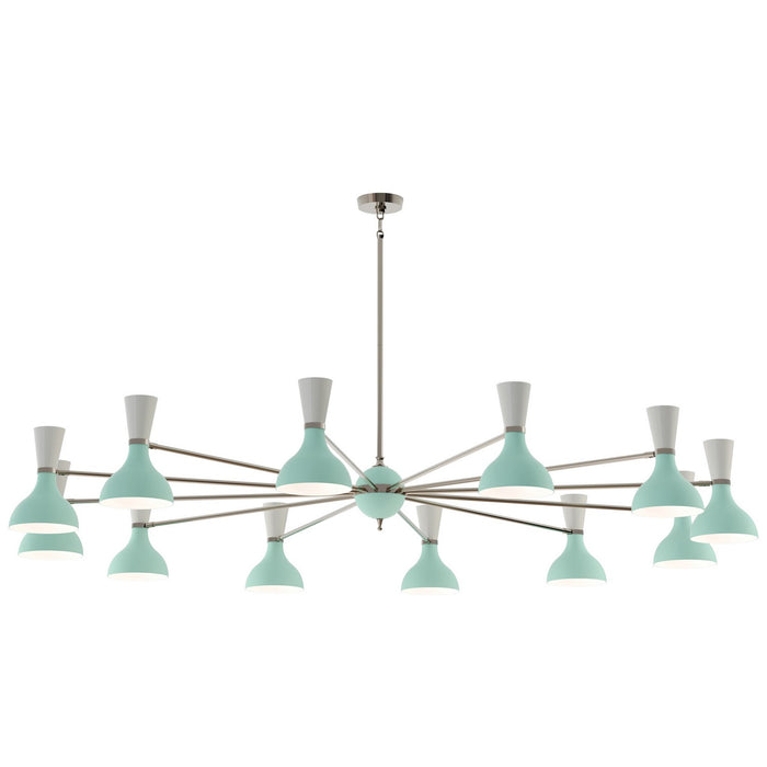 Robert Abbey MN13LY 12 Light Chandelier, Polished Nickel Chandelier w/Mint/Lily Painted