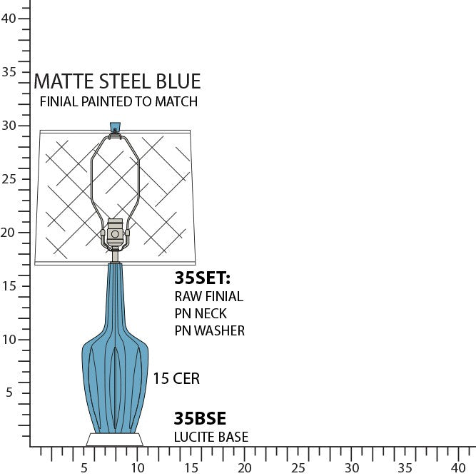 Robert Abbey MOB35 One Light Accent Lamp, Matte Steel Blue Glazed Ceramic w/Polished Nickel/a Lucite