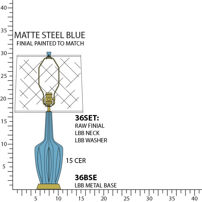 Robert Abbey MOB36 One Light Accent Lamp, Matte Steel Blue Glazed Ceramic w/Warm Brass