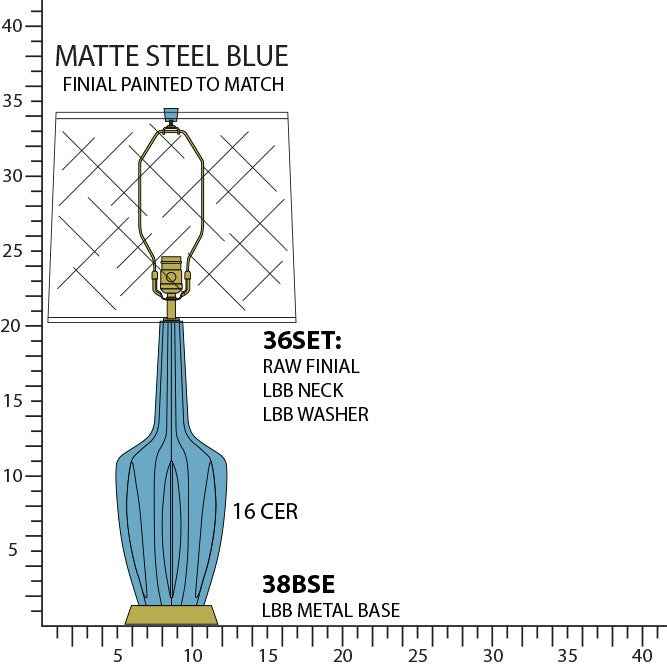 Robert Abbey MOB38 One Light Table Lamp, Matte Steel Blue Glazed Ceramic w/Warm Brass