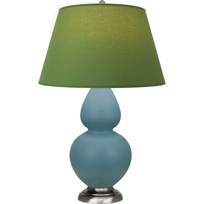 Robert Abbey MOB59G One Light Table Lamp, Matte Steel Blue Glazed Ceramic w/Antique Silvered