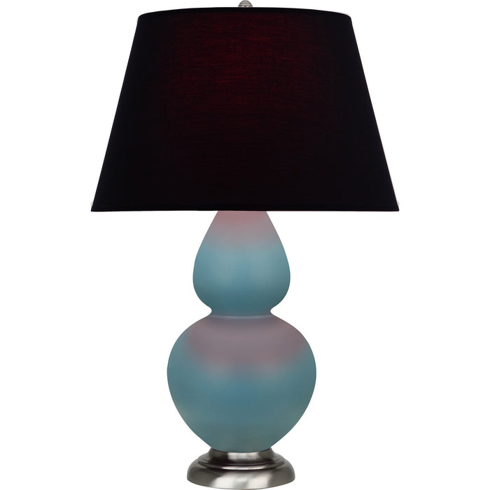 Robert Abbey MOB59K One Light Table Lamp, Matte Steel Blue Glazed Ceramic w/Antique Silvered
