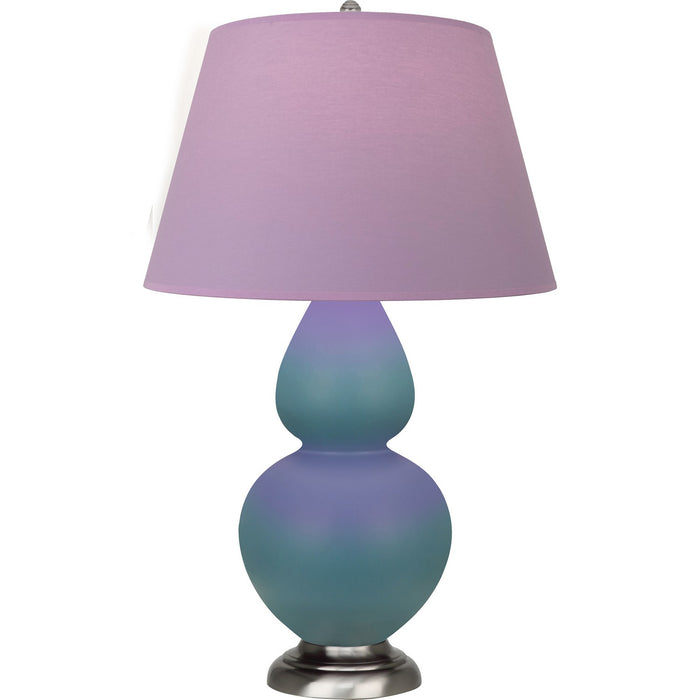 Robert Abbey MOB59L One Light Table Lamp, Matte Steel Blue Glazed Ceramic w/Antique Silvered