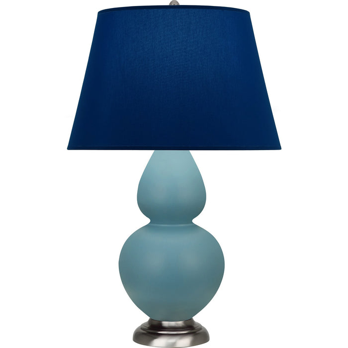 Robert Abbey MOB59N One Light Table Lamp, Matte Steel Blue Glazed Ceramic w/Antique Silvered