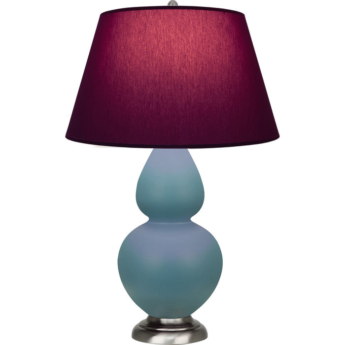Robert Abbey MOB59P One Light Table Lamp, Matte Steel Blue Glazed Ceramic w/Antique Silvered