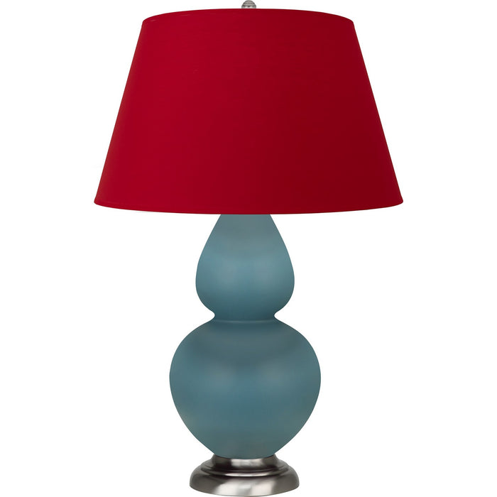 Robert Abbey MOB59R One Light Table Lamp, Matte Steel Blue Glazed Ceramic w/Antique Silvered