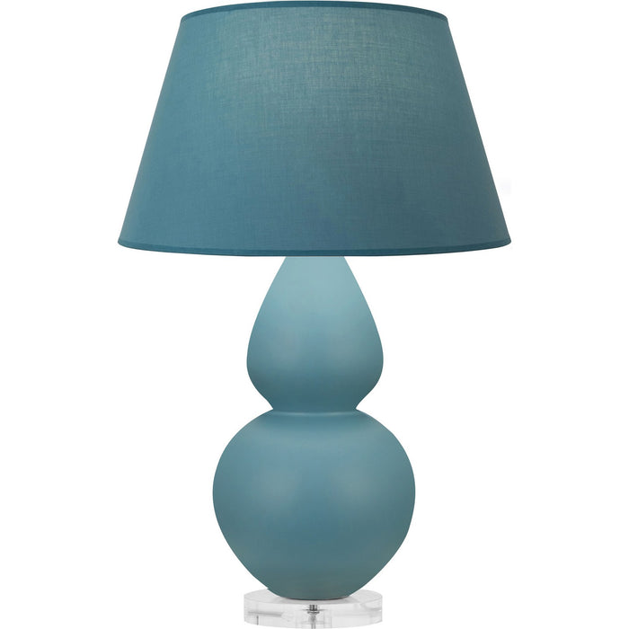 Robert Abbey MOB62B One Light Table Lamp, Matte Steel Blue Glazed Ceramic w/Lucite