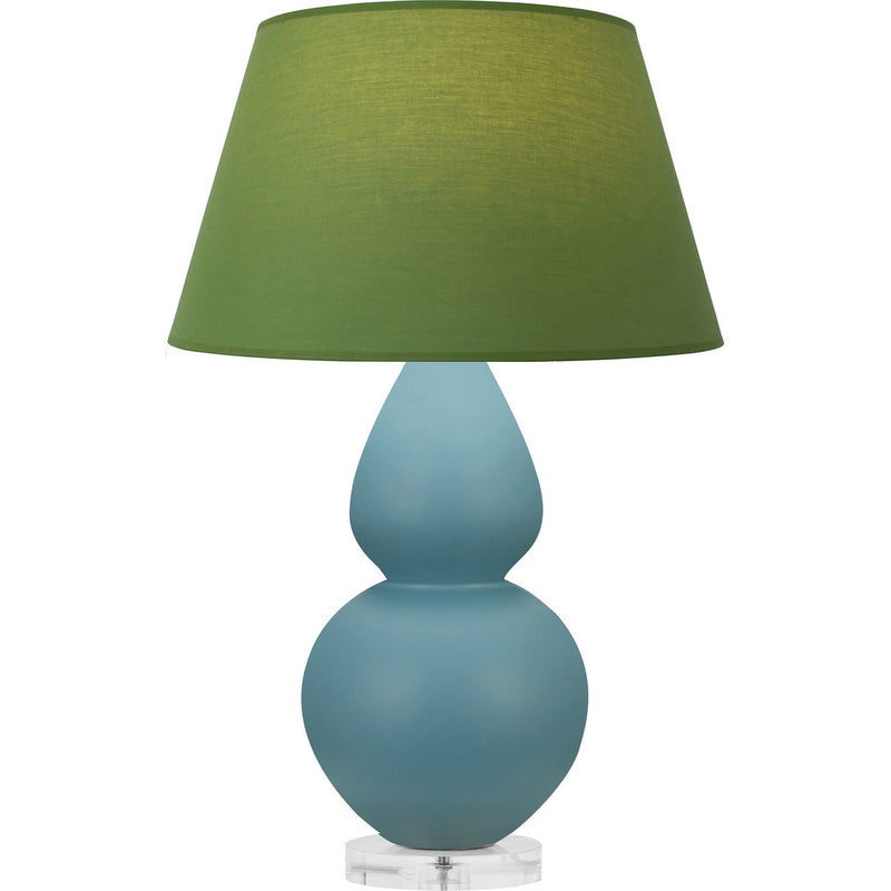 Robert Abbey MOB62G One Light Table Lamp, Matte Steel Blue Glazed Ceramic w/Lucite