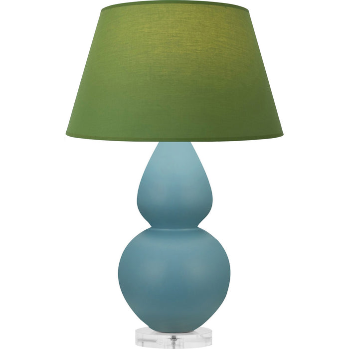 Robert Abbey MOB62G One Light Table Lamp, Matte Steel Blue Glazed Ceramic w/Lucite
