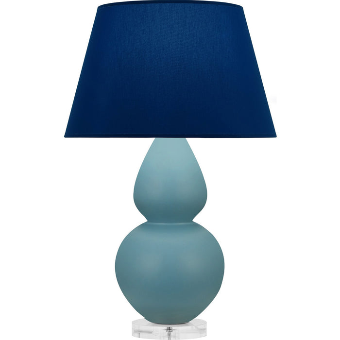 Robert Abbey MOB62N One Light Table Lamp, Matte Steel Blue Glazed Ceramic w/Lucite