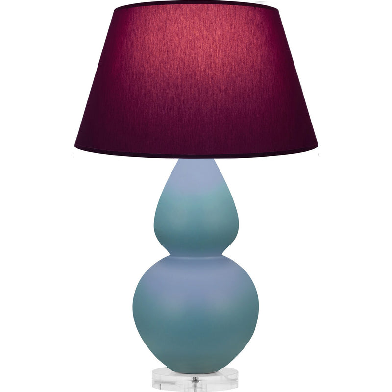Robert Abbey MOB62P One Light Table Lamp, Matte Steel Blue Glazed Ceramic w/Lucite