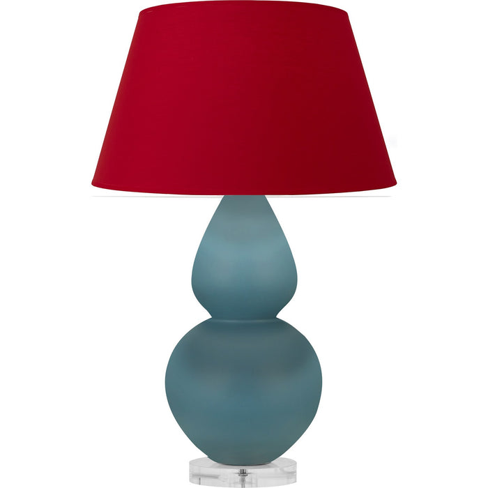 Robert Abbey MOB62R One Light Table Lamp, Matte Steel Blue Glazed Ceramic w/Lucite