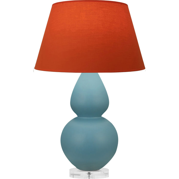 Robert Abbey MOB62T One Light Table Lamp, Matte Steel Blue Glazed Ceramic w/Lucite