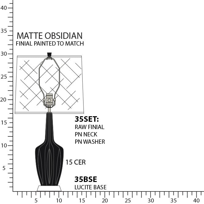 Robert Abbey MOS35 One Light Accent Lamp, Matte Obsidian Glazed Ceramic w/Polished Nickel/a Lucite