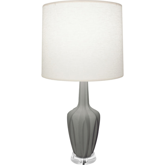 Robert Abbey MST35 One Light Accent Lamp, Matte Smokey Taupe Glazed Ceramic w/Polished Nickel/a Lucite