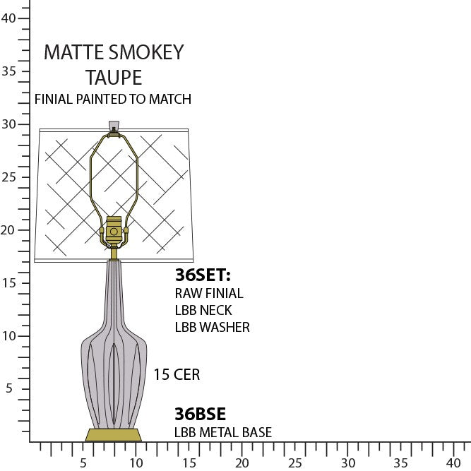 Robert Abbey MST36 One Light Accent Lamp, Matte Smokey Taupe Glazed Ceramic w/Warm Brass