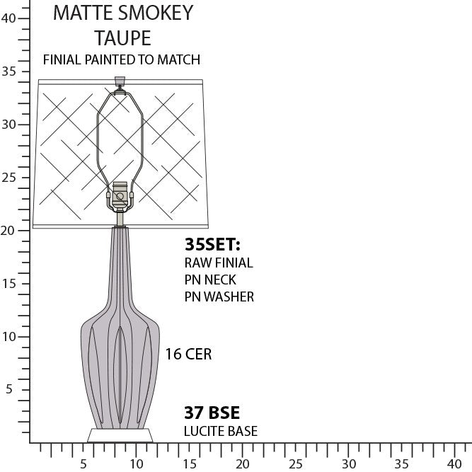 Robert Abbey MST37 One Light Table Lamp, Matte Smokey Taupe Glazed Ceramic w/Polished Nickel/a Lucite