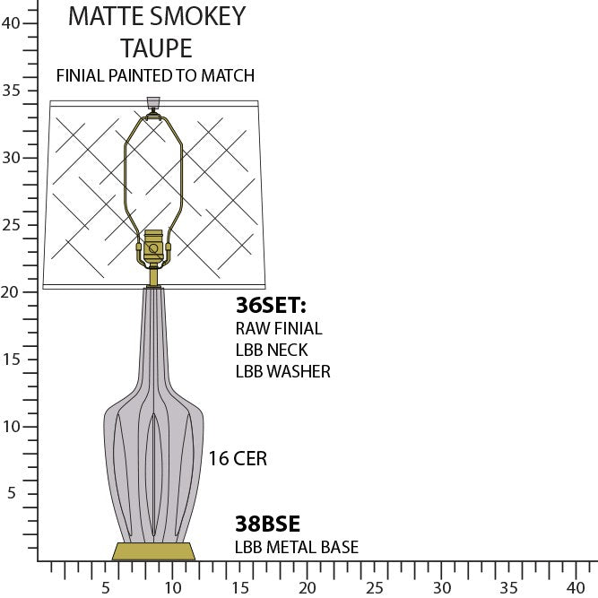 Robert Abbey MST38 One Light Table Lamp, Matte Smokey Taupe Glazed Ceramic w/Warm Brass