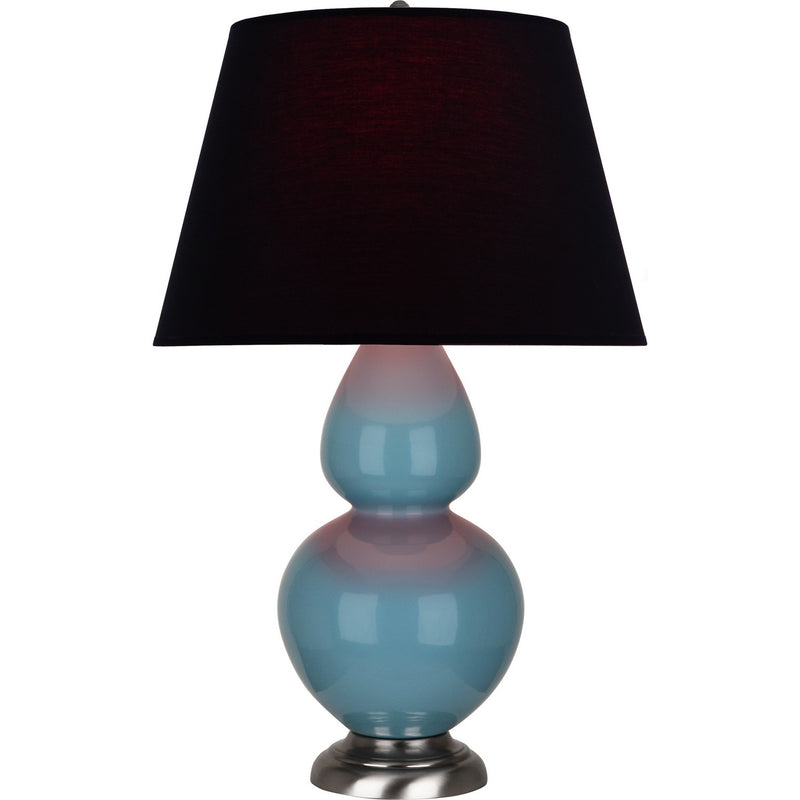 Robert Abbey OB22K One Light Table Lamp, Steel Blue Glazed Ceramic w/Antique Silvered