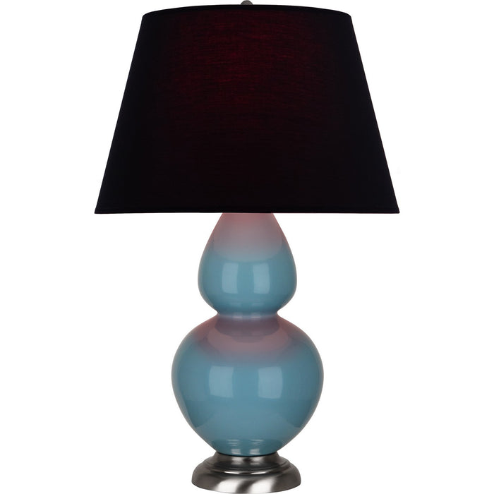 Robert Abbey OB22K One Light Table Lamp, Steel Blue Glazed Ceramic w/Antique Silvered
