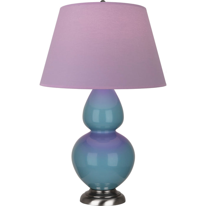 Robert Abbey OB22L One Light Table Lamp, Steel Blue Glazed Ceramic w/Antique Silvered