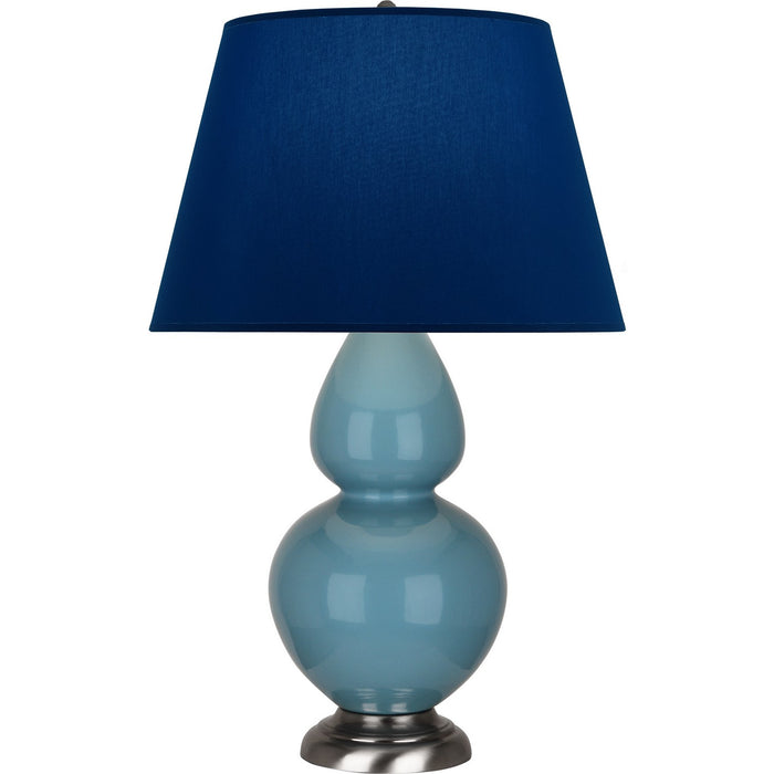 Robert Abbey OB22N One Light Table Lamp, Steel Blue Glazed Ceramic w/Antique Silvered